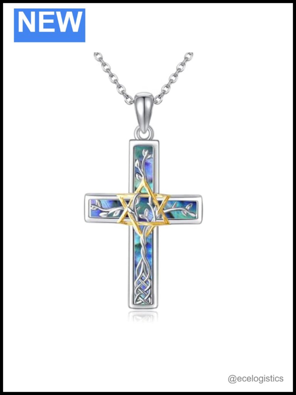 Star of David Tree of Life Cross Necklace S925 Sterling Silver Pendant